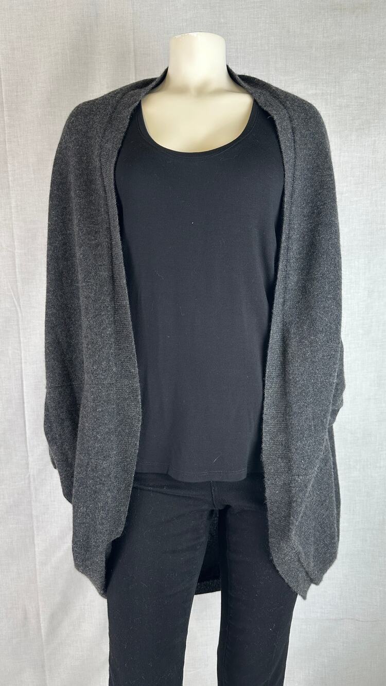 Subtle Luxury Gray Washable Cashmere Cocoon Cardigan Sweater O/S